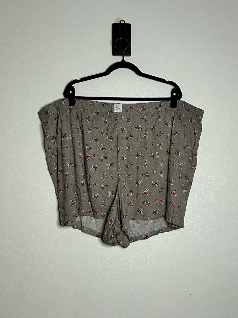 NWT Sleep by Cacique Heather Grey Red Floral Knit Lounge Sleep Shorts 30/32 30